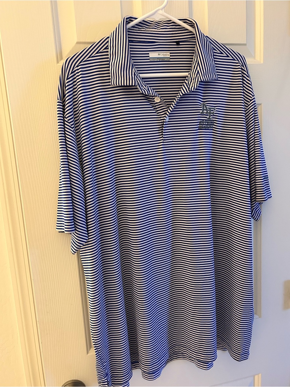 Columbia Men’s Navy and White Striped Polo Air Force Academy